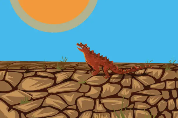Vector illustration of Drought and Climate change impact on animals