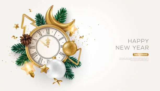 Vector illustration of New Year 2023 Banner Gold Decoration