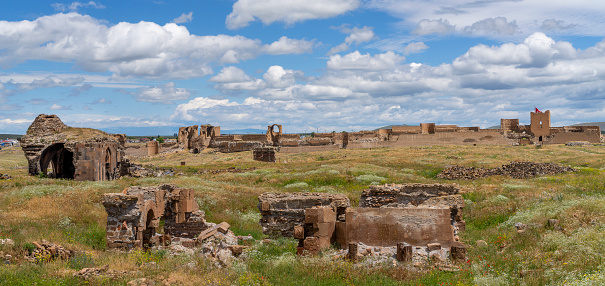 Ruins of the ancient capital of Armenian Kingdom, Ani, in Kars, Turkey.