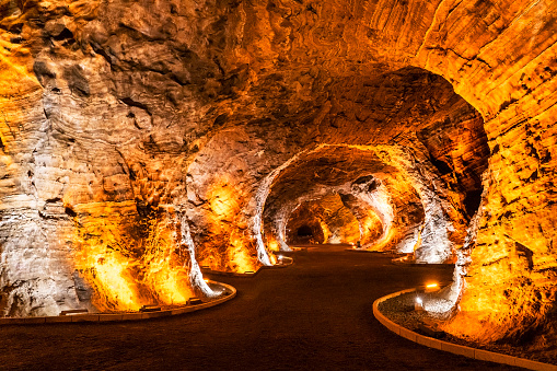 Salt cave which is used now for halo therapy after the salt was mined, in the town of Tuzluca in Turkey