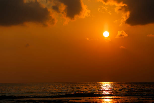 sunset and mediterranean stock photo