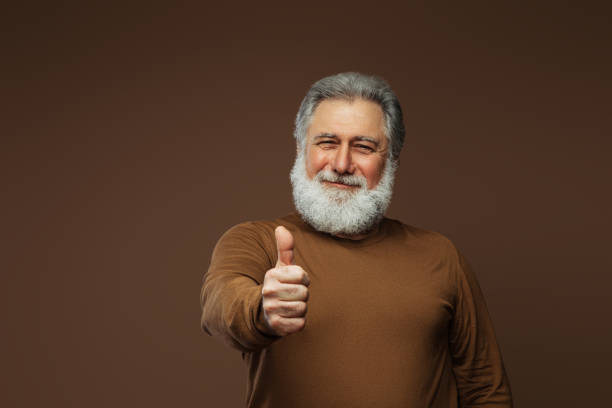 Portrait of a real happy old man