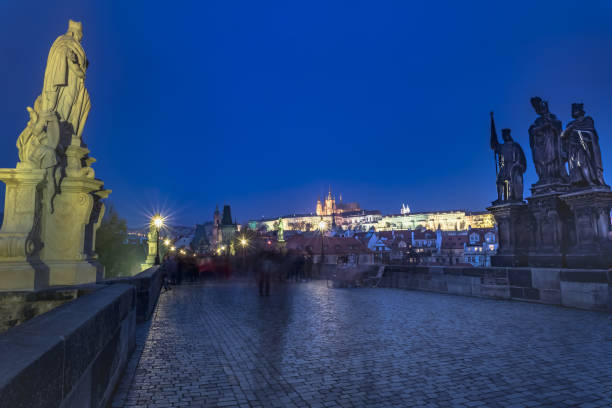 istock Charles bridge illuminated at night, Medieval Prague, Czech Republic 1415862403