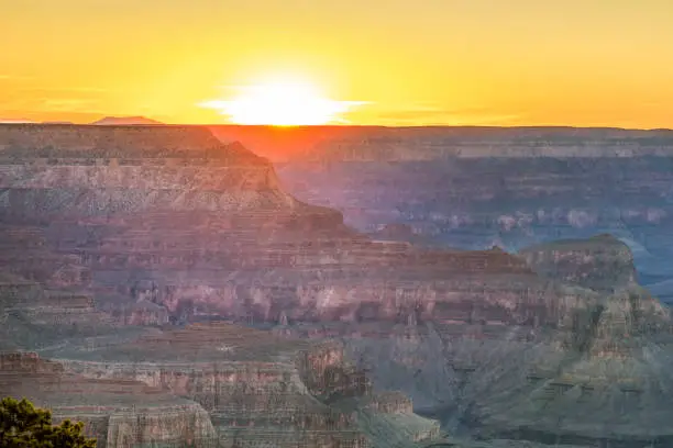 scenic sunset view of the Grand Canyon in Arizona, USA