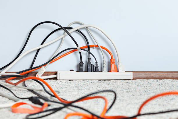 Power Strip Full of Electrical Power Cables