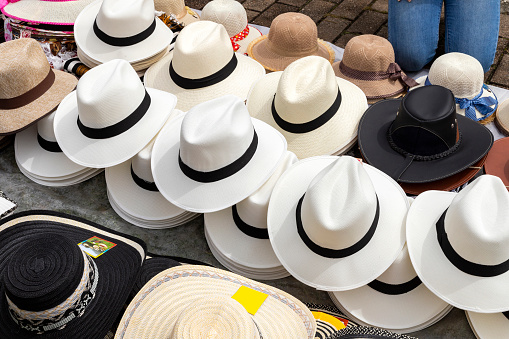 Traditional Colombian hats in store display - Crafts Antioqueño