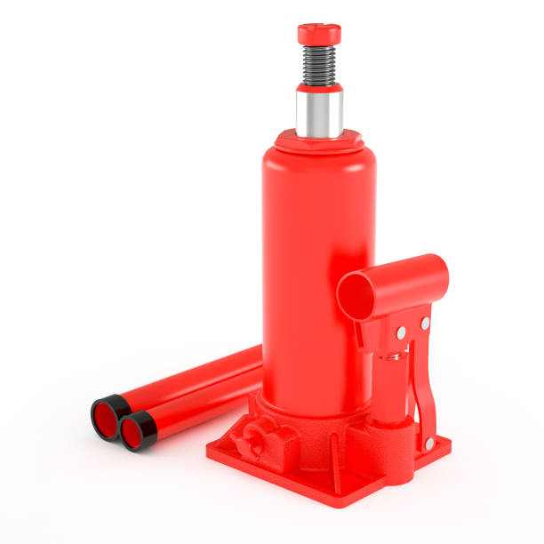 istock Red car hydraulic bottle jack 1415871548