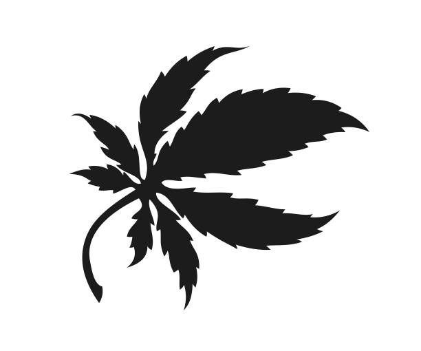 Hemp leaf silhouette - cannabis sign cut out vector icon Stylized silhouette of a hemp leaf - cannabis monochrome icon marijuana tattoo stock illustrations