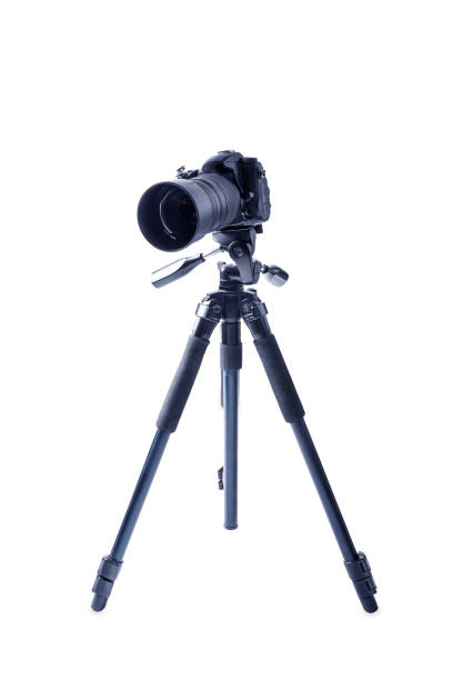 istock Photo camera on a tripod on a white isolated background 1415874680