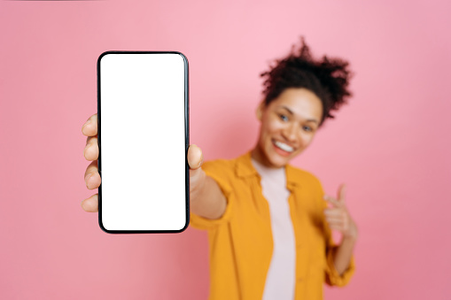 Blank mobile phone on white background