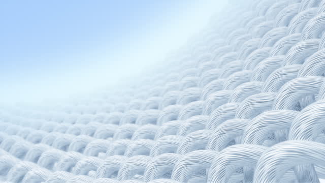 Close up fabric fiber moves slowly in the water, 3d animation