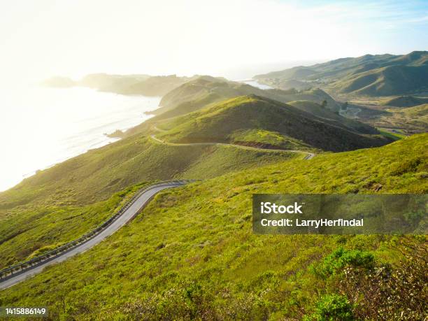 Sunset Road To Poiint Bonita Stock Photo - Download Image Now - San Francisco - California, San Francisco Bay Area, Hill