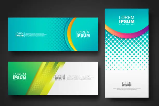 Vector illustration of Banner set design template in trendy dynamic gradient colors