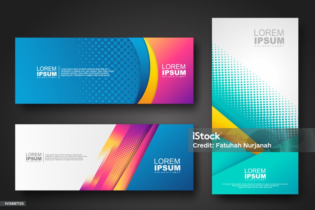 Color Guide Banner Banner Set Design Template In Trendy Dynamic Gradient Colors Stock ...