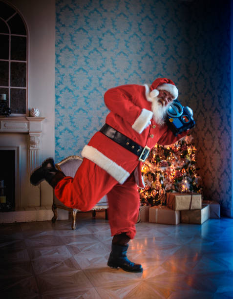 Santa is listening to boom box