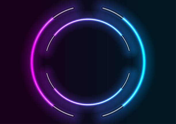 蛍光灯からの抽象的な青い紫外線ネオン円のフレーム - purple circle frame design点のイラスト素材／クリップアート素材／マンガ素材／アイコン素材