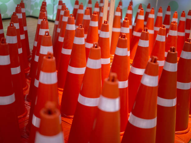 istock A row of traffic cones background . Concept  traffic 1415905821