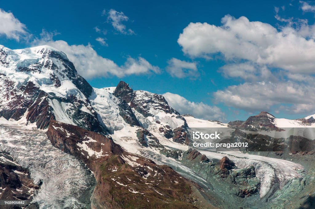 Breithorn Peak and Theodul Glacier Breithorn Peak and Theodul Glacier. Alps. Switzerland Adventure Stock Photo