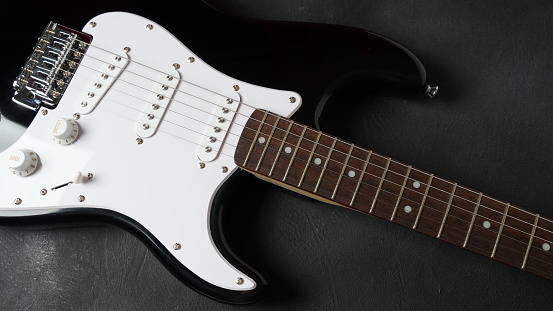 Medina, Ohio, USA - February 8, 2011: A Fender Stratocaster Guitar, photographed on a white background.