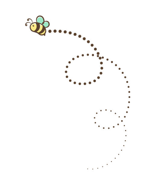 fliegende honigbiene mit trail-vektor-clipart - lustige biene stock-grafiken, -clipart, -cartoons und -symbole