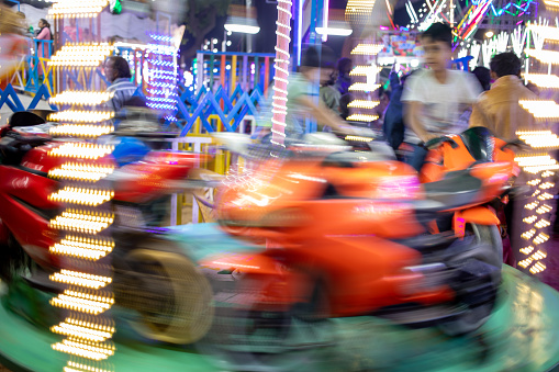 A Row of Dodgem Cars on a Fun Fair Amusement Ride.