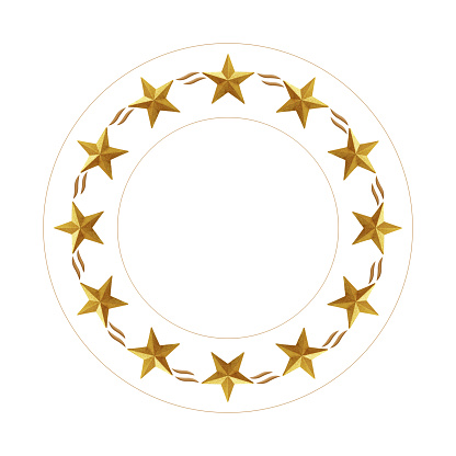 Gold  Star in circle isolated on white background