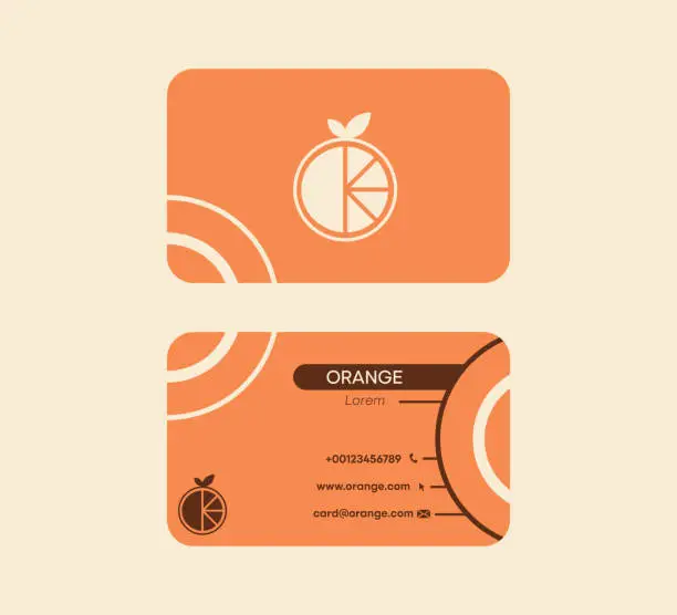 Vector illustration of Orange icon. Business card about orange.