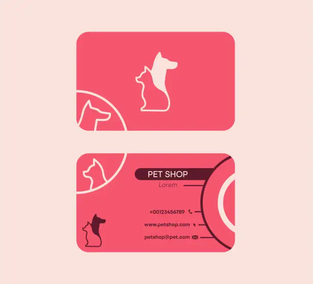 Vector illustration of Cat-dog icon. Pet Shop Corporate Business Card.