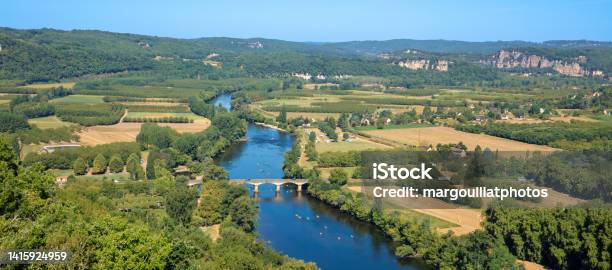 Viewpoint Of Panoramic Landscape Dordogne In France Domme Stock Photo - Download Image Now