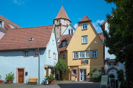 Wertheim, Germany - July 19, 2021: Typical houses in the old town,