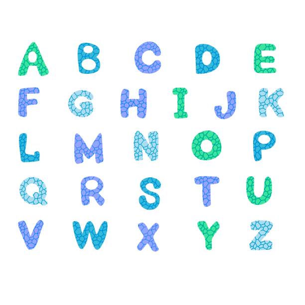 istock Set English alphabet for stickers and fabrics and kids and notebooks 1415928579