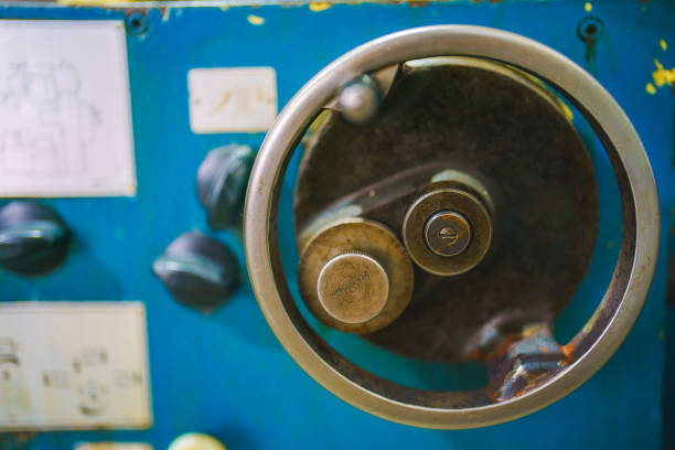 istock The spinning handle of drilling machine 1415930034