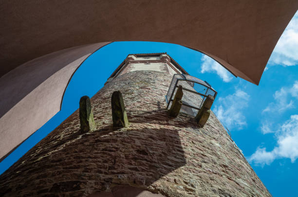 Germany, Wertheim, upward view of the Pointed tower