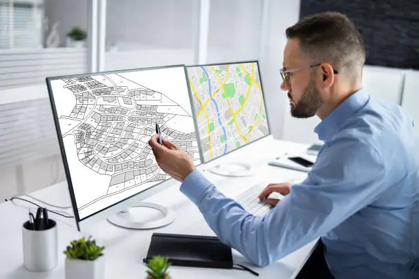 Photo of Cadastre Plot Land Map. Building Project