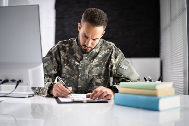 Military Student Education. Army Soldier Veteran In College