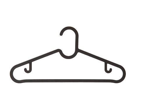 hard drawn object of a blue plastic coat hanger in cartoon style. hanger isolated over the white background with clipping path.