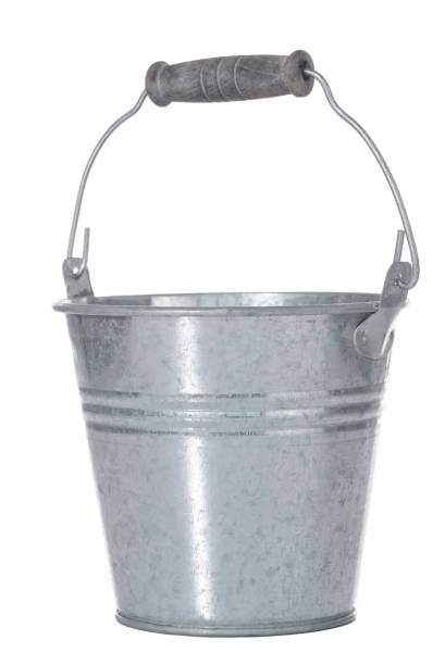 istock Metallic silver bucket isolated on white background 1415936311