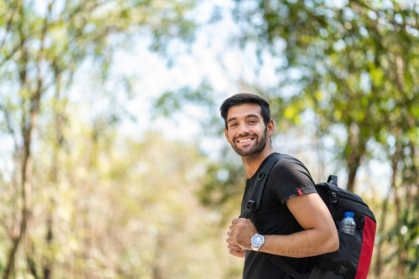 istock Man traveler standing on nature 1415936349