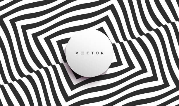 istock Optic art illustration of black and white squares. The geometric background by stripes. 3d vector pattern for brochure, annual report, magazine, poster, presentation, flyer or banner. 1415937332