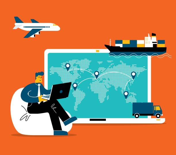 Global Logistic and transportation business vector art illustration