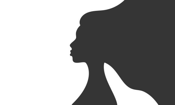 frau gesicht silhouette profil. frauenpower, feminismus, starke position. vorlage für karten, grüße, flyer, banner für schönheitssalon, friseursalon oder frauentag, 8. märz. vektor-illustration - afro women african descent silhouette stock-grafiken, -clipart, -cartoons und -symbole