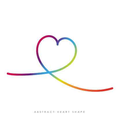 Rainbow colors abstract heart shape vector stock illustration.