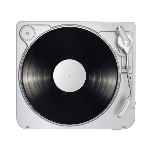 istock Turntable with long play or LP vinyl record isolated on white. 1415945794