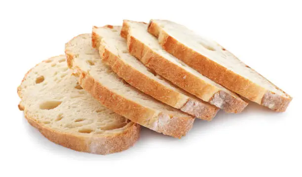 Slices of sodawater bread on white background