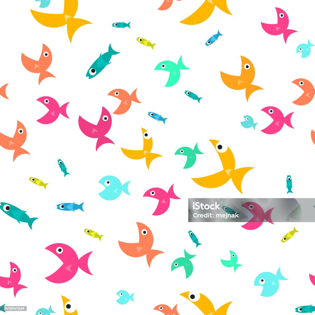 Flatt Fish Pattern Seamless Fish Pattern Flat Design Vector Background Stock Illustration ...