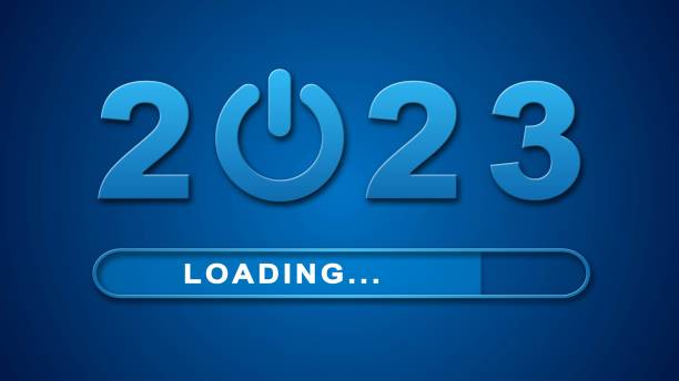 istock Loading New Year 2023 - blue technology background for start of the New Year 2023 1415948721