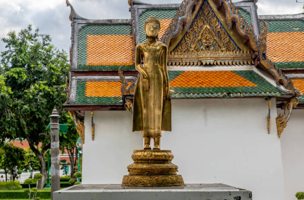Statue at the landmark Buddhist temple at Wat Suthat in Bangkok