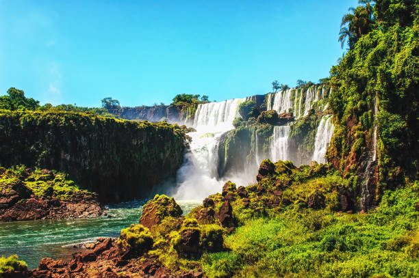 The amazing Iguazu waterfalls in Brazil stock photo
