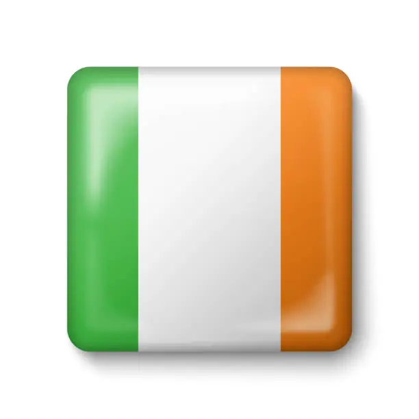 Vector illustration of Ireland Flag - Square Glossy Icon.