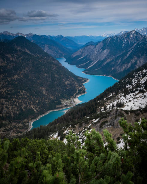 istock Lake Plansee with mountains in Tyrol Austria from above 1415963475